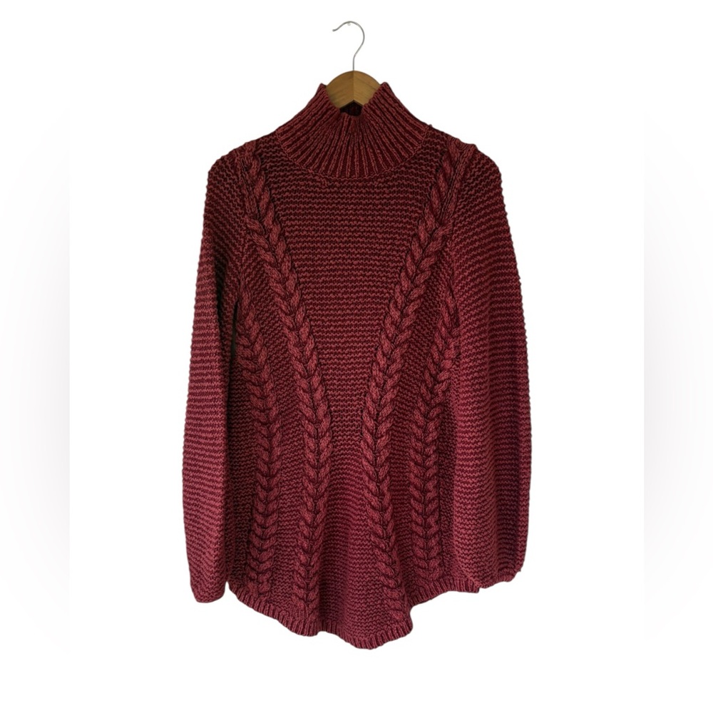 free people cable knit burgundy sweater